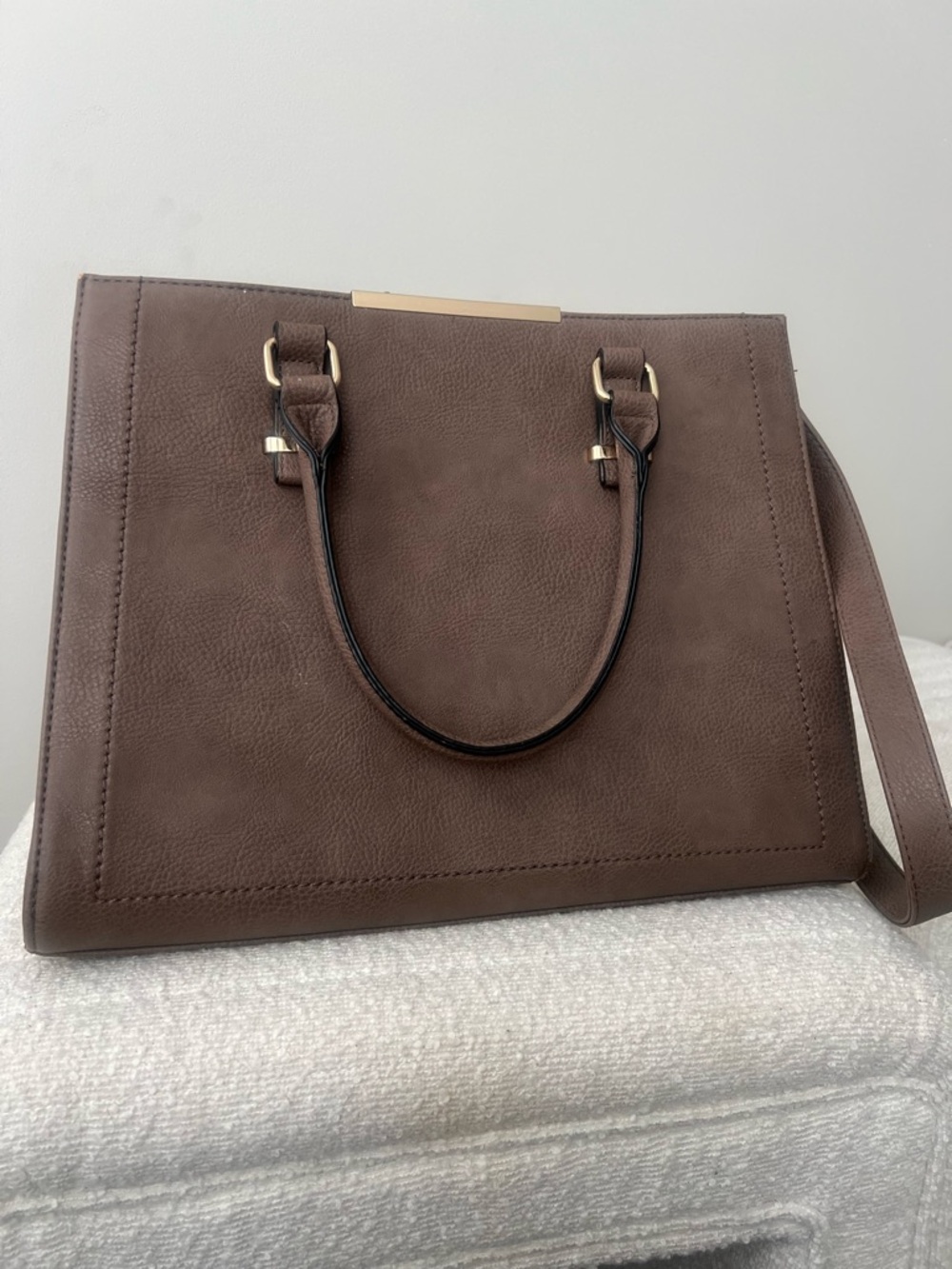 Aldo Women's Taupe Tote Bag with Pom Pom Charm